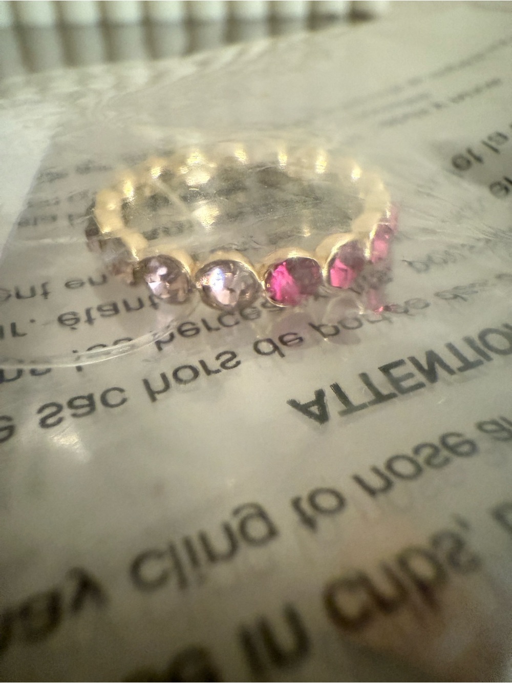 BaubleBar Gold Ring with Hot Pink and Light Pink Stones